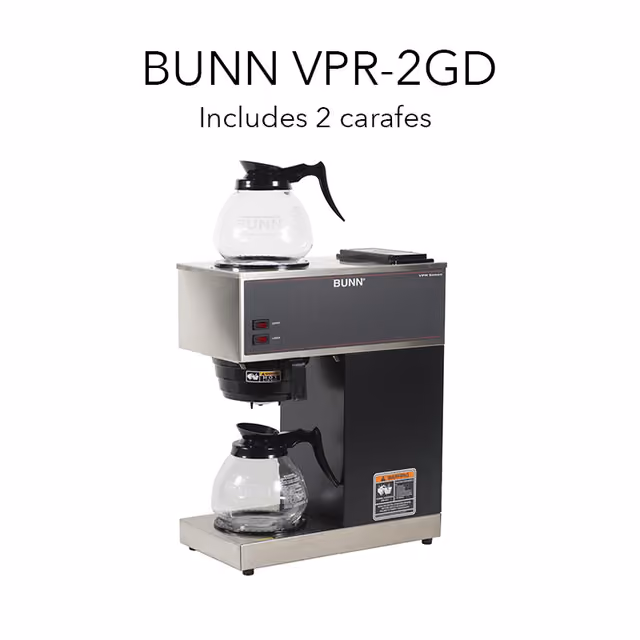 BUNN VPR-2GD pourover commercial coffee brewer with two glass decanters