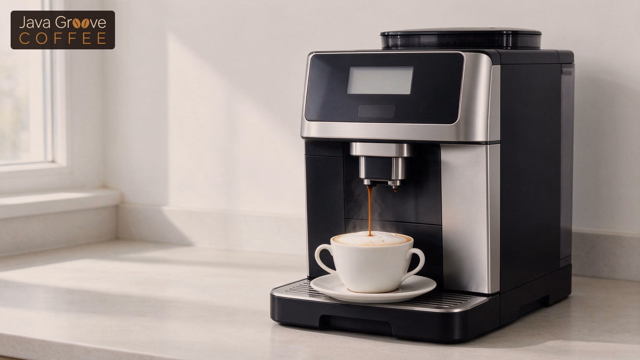 Best super automatic espresso machine: a bean-to-cup machine pouring a cappuccino