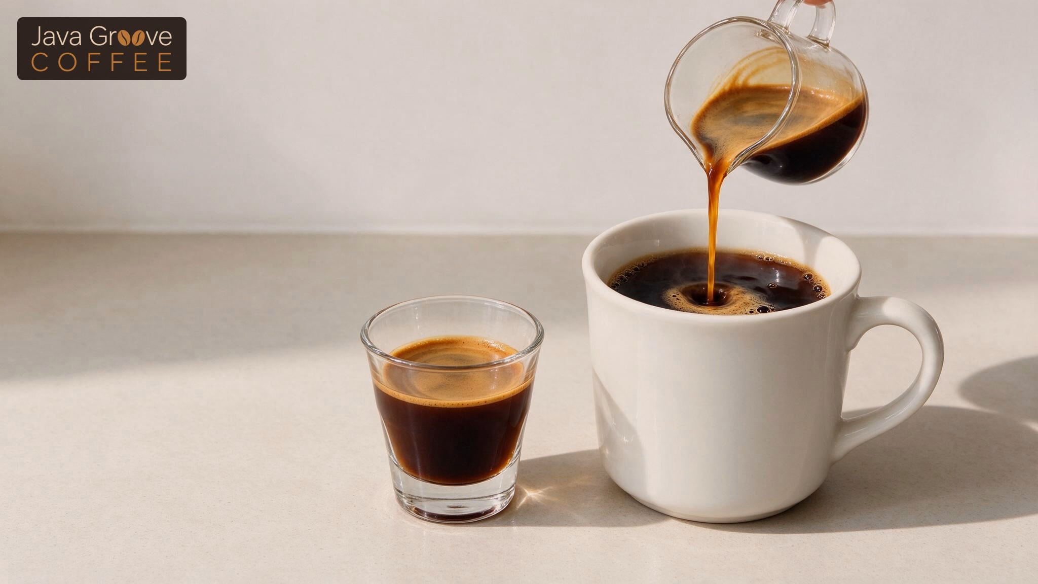 Black eye coffee with two espresso shots and a mug of drip coffee