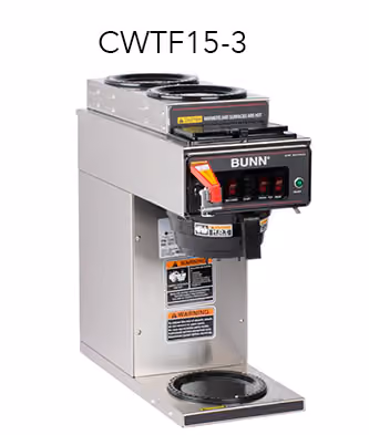 BUNN CWTF15-3 plumbed commercial coffee brewer with three warmers