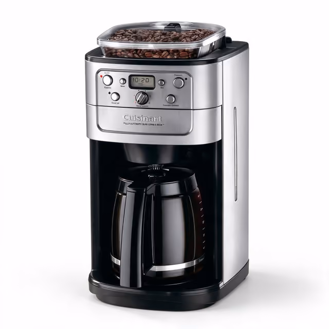 Cuisinart Burr Grind and Brew DGB-1400BCPC coffee maker with bean hopper and glass carafe