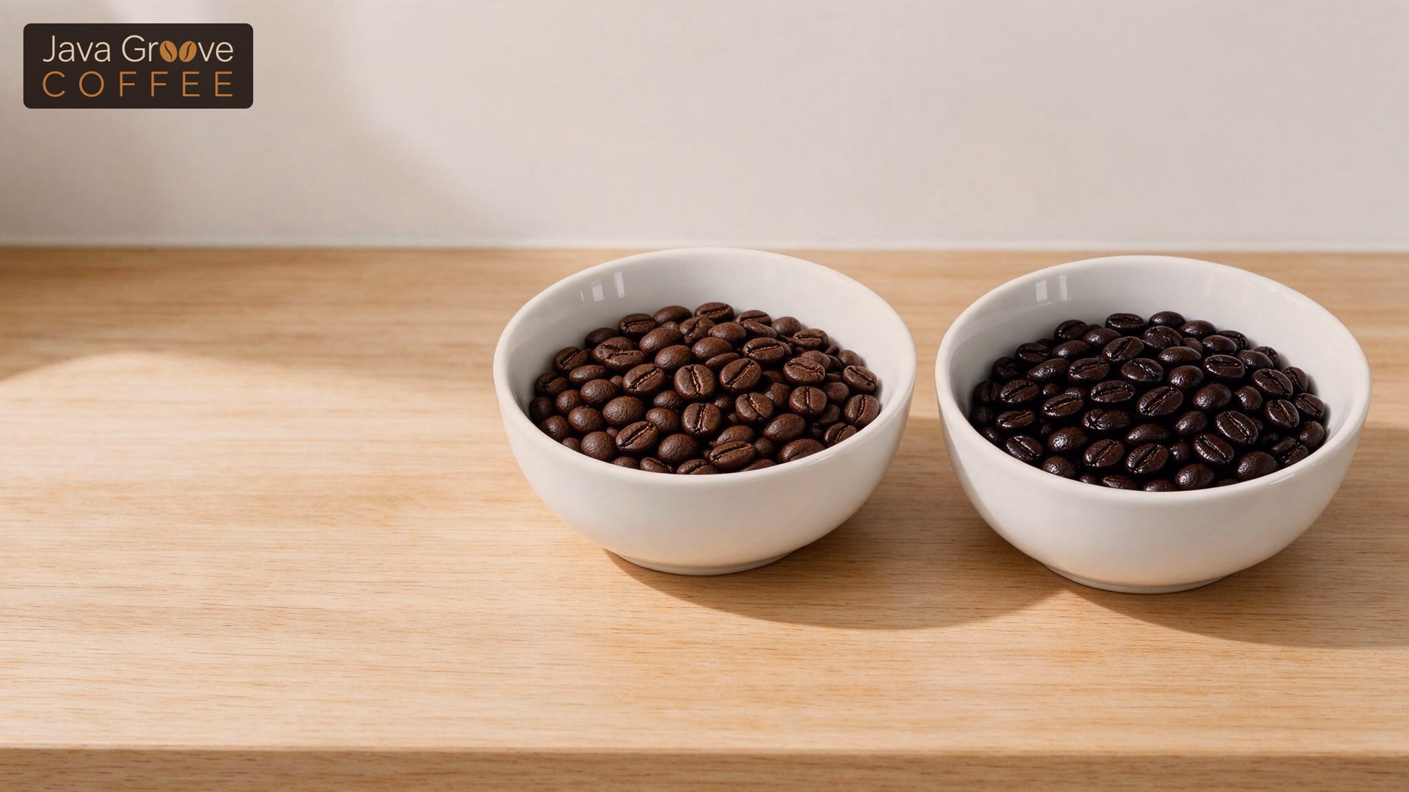 French roast vs Italian roast: bowls of dark brown and near-black coffee beans