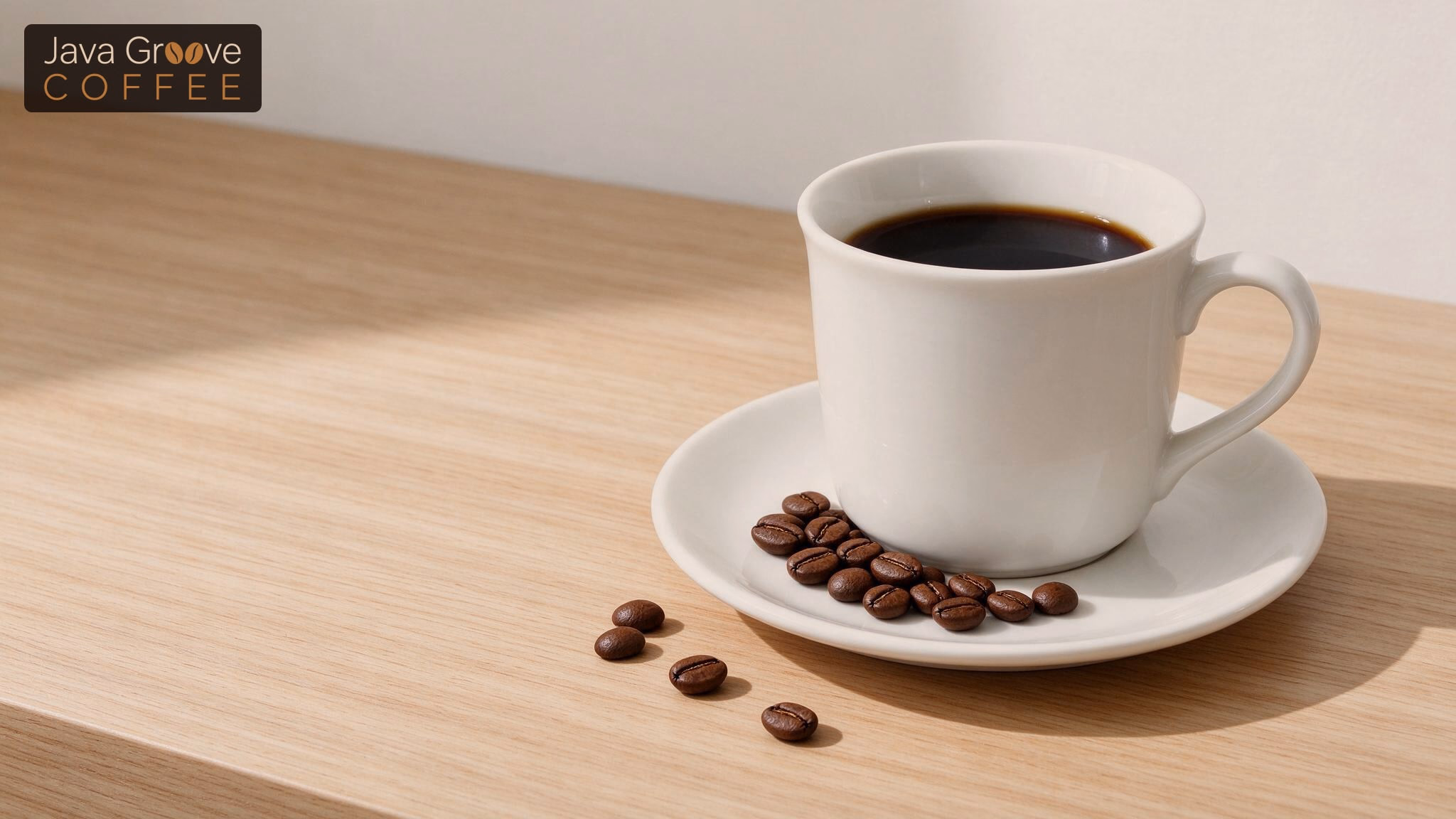 Coffee stains on teeth: a cup of black coffee on a white saucer