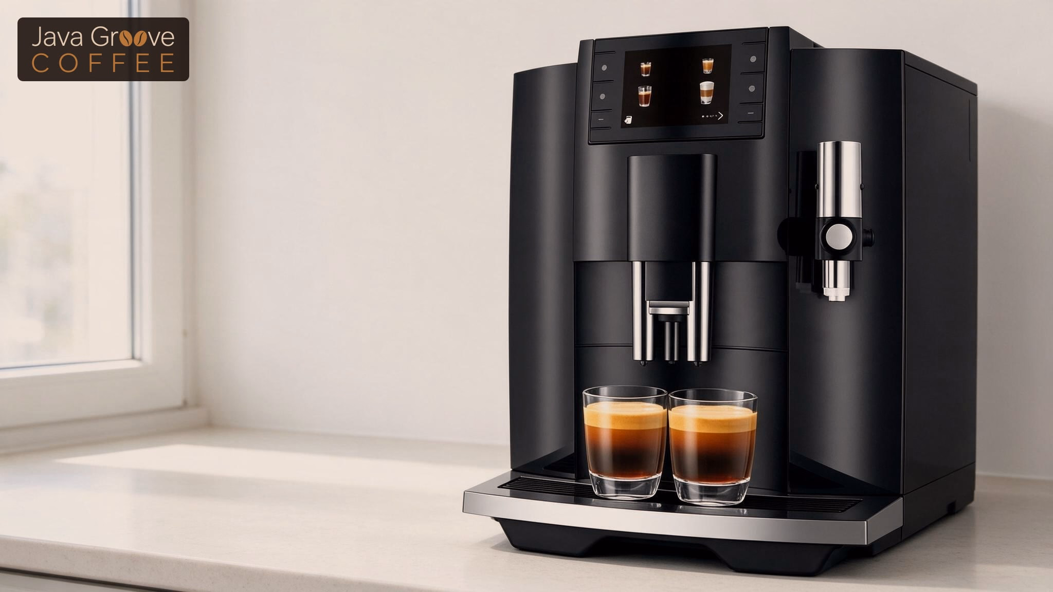 Jura E8 super automatic espresso machine with two espressos