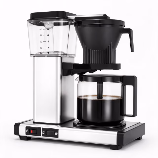 Moccamaster KBGV Select polished silver coffee brewer with glass carafe