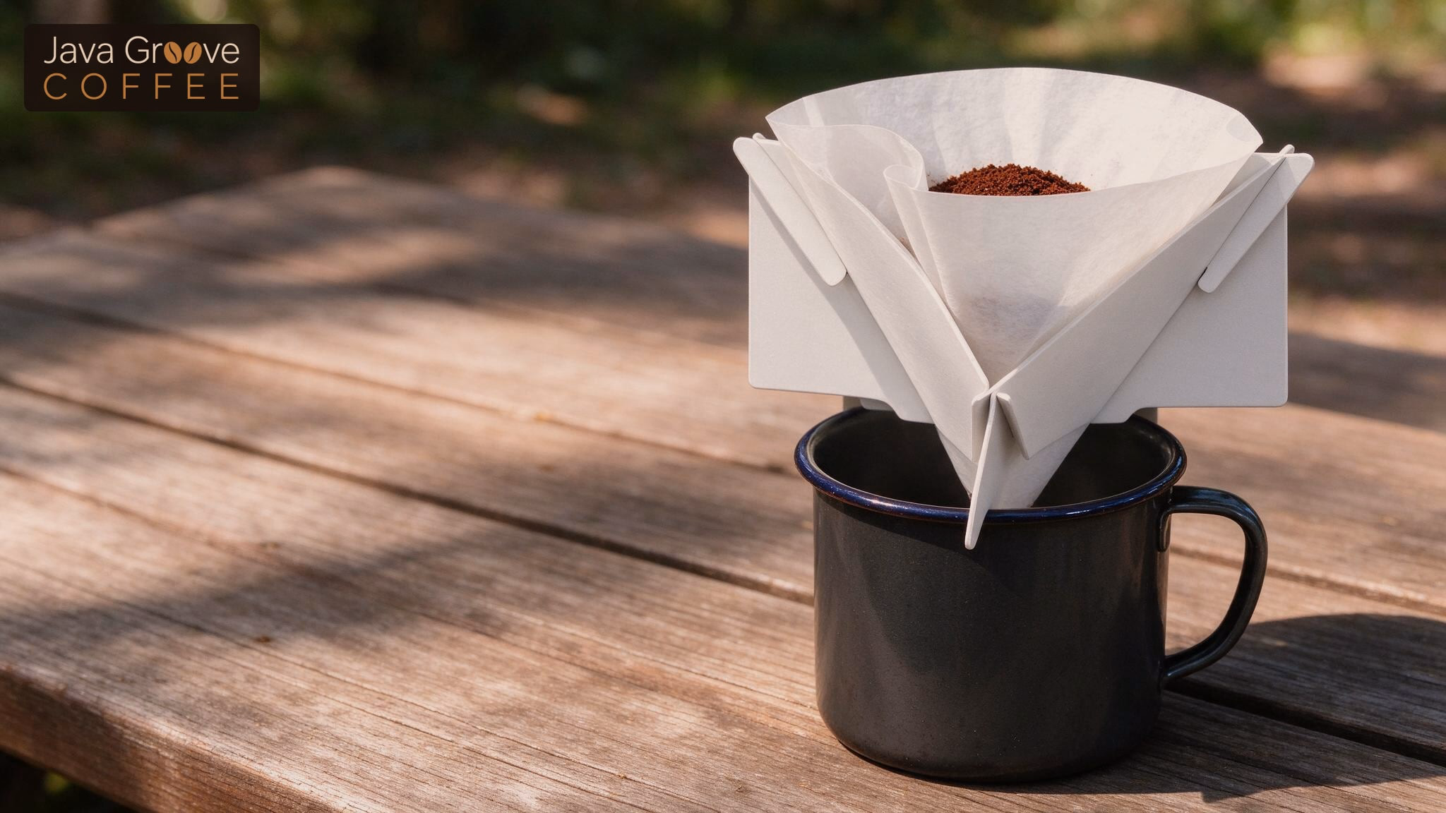 Pourigami review: the folding pour-over dripper on a camping mug