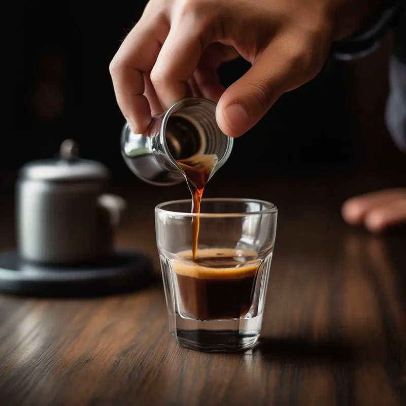 red eye coffee, red eye coffee being made, espresso poured into coffee