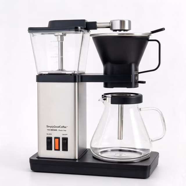SimplyGood Plastic Free Brewer with glass reservoir and glass carafe