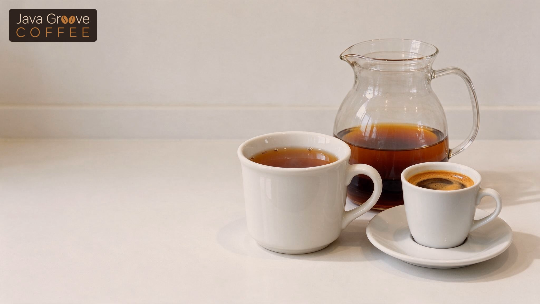 Why is American coffee so weak, a mug of drip coffee beside an espresso